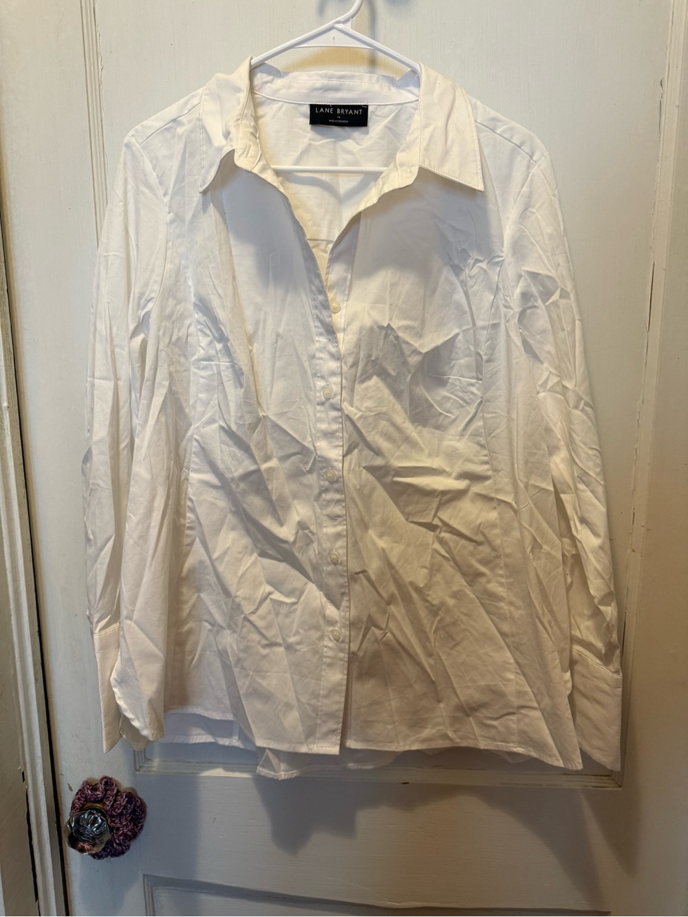 NWOT Lane Bryant White Button-Front Shirt